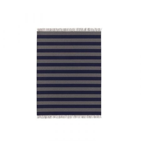 Big Stripe Navy Blue Melange Grey Carpet - Woodnotes